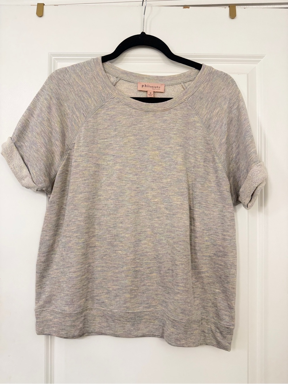 philosophy Heathered Light Gray Short Sleeve Crewneck Sweatshirt